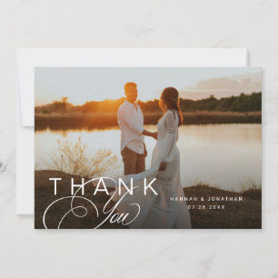 Cartão De Agradecimento Foto de Casamento de Paisagem de Script Elegante