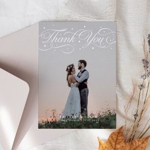 Cartão De Agradecimento Foto De Casamento De Pontos De Tipografia De Scrip