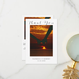 Cartão De Agradecimento Foto de casamento de recém-casados com Script Simp