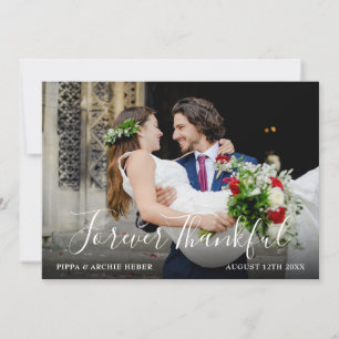 Cartão De Agradecimento Foto de Casamento de Script Chic para Sempre Graça