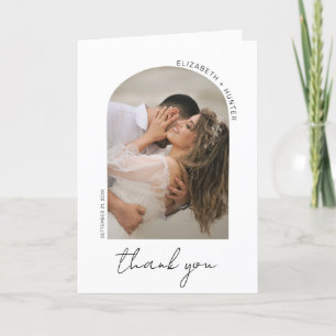 Cartão De Agradecimento Foto de Casamento de Script de Arch Minimalista Mo