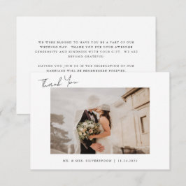 Cartão De Agradecimento Foto de Casamento de Script de Caligrafia Minimali