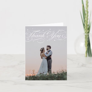 Cartão De Agradecimento Foto de Casamento de Script Elegante