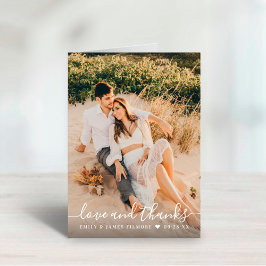 Cartão De Agradecimento Foto de Casamento de Script Manuscrito de Amor e O