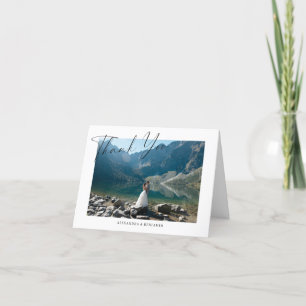 Cartão De Agradecimento Foto de Casamento de Script Minimalista Elegante D