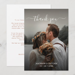 Cartão De Agradecimento Foto de Casamento de Sobreposição de Script de Ter
