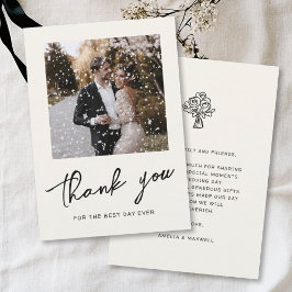 Cartão De Agradecimento Foto de Casamento de Trendy do Script Manuscrito