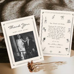 Cartão De Agradecimento Foto De Casamento De Velho Money Desenhado À Mão