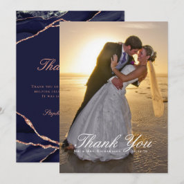 Cartão De Agradecimento Foto De Casamento Do Agato De Folha Ouro Do Rosa E