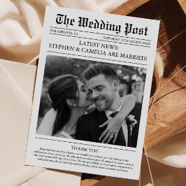 Cartão De Agradecimento Foto de Casamento do Jornal Editorial da Revista