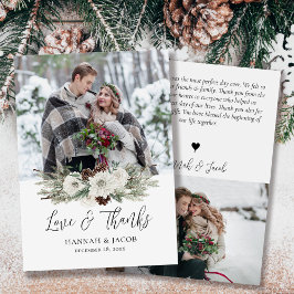 Cartão De Agradecimento Foto De Casamento Do Pine De Inverno Elegante