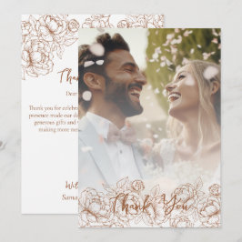 Cartão De Agradecimento Foto De Casamento Do Terracotta Rustic De Boho Mod