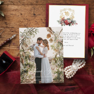 Cartão De Agradecimento Foto De Casamento Elegante Caligrafia Obrigado