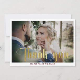 Cartão De Agradecimento Foto de Casamento Elegante do Monograma de Caligra