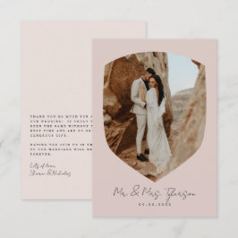 Cartão De Agradecimento Foto de casamento elegante manuscrita emoldurada c