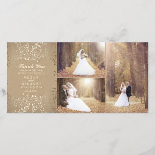 Cartão De Agradecimento Foto de casamento elegante para o bebê Dourado