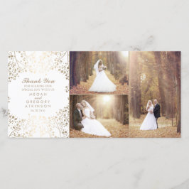 Cartão De Agradecimento Foto de casamento elegante para o bebê Dourado