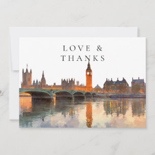 Cartão De Agradecimento Foto de casamento em aquarela em Londres