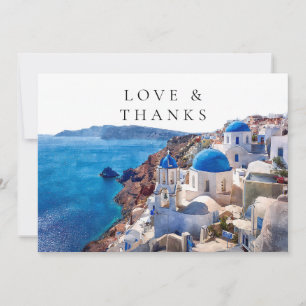 Cartão De Agradecimento Foto de casamento em aquarela em Santorini Grécia