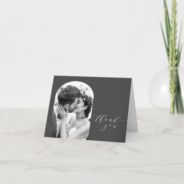 Cartão De Agradecimento Foto de Casamento em Forma de Arch Personalizada - (Frente)