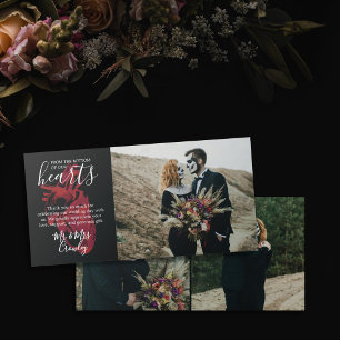 Cartão De Agradecimento Foto de Casamento Escuro de Nossos Corações