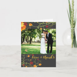 Cartão De Agradecimento Foto de Casamento Floral Amarelo de Hibiscus & Swa