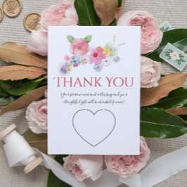 Cartão De Agradecimento Foto De Casamento Floral Com Aquarela De Mão