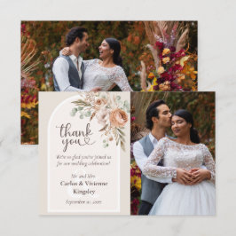 Cartão De Agradecimento Foto De Casamento Floral De Boho Russo De Tonalida