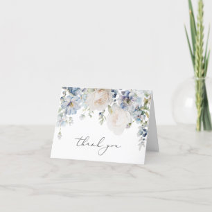 Cartão De Agradecimento Foto de Casamento Floral do Jardim Azul Dusty