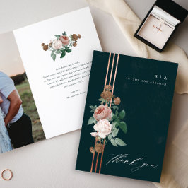 Cartão De Agradecimento Foto De Casamento Floral Elegante Vintage