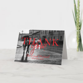 Cartão De Agradecimento Foto de Casamento Manuscrito Moderno - Obrigado