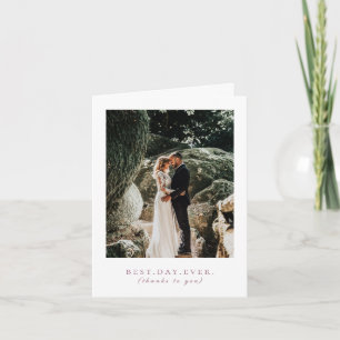 Cartão De Agradecimento Foto de Casamento Mauve no Melhor Dia - Obrigado
