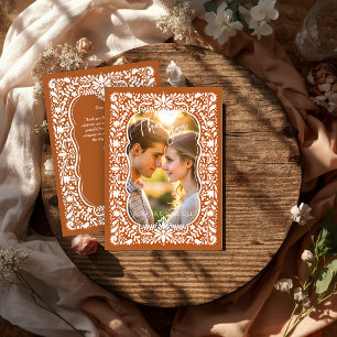 Cartão De Agradecimento foto de casamento mexicano de terracota Talavera