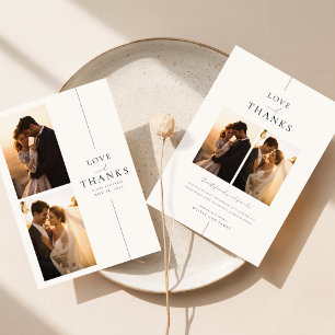 Cartão De Agradecimento Foto de Casamento Minimalista Chic 4