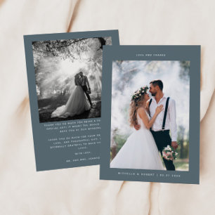 Cartão De Agradecimento Foto de casamento minimalista de amor e Obrigados
