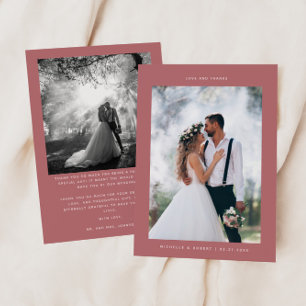 Cartão De Agradecimento Foto de Casamento Minimalista de Amor e Obrigados 