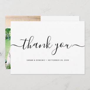 Cartão De Agradecimento Foto De Casamento Minimalista Simples Chic - Obrig