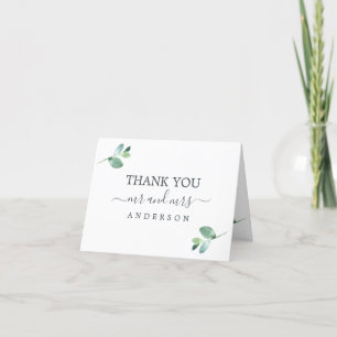 Cartão De Agradecimento Foto de Casamento Mínimo de Eucalyptus Foliage Ch