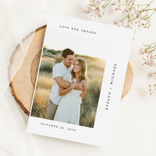 Cartão De Agradecimento Foto de Casamento Moderna com Letra Elegante