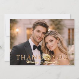 Cartão De Agradecimento Foto de Casamento Moderna e Elegante Personalizada