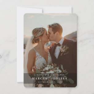 Cartão De Agradecimento FOTO DE CASAMENTO moderna elegante chic e comercia
