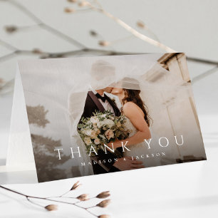 Cartão De Agradecimento Foto de casamento moderno e elegante