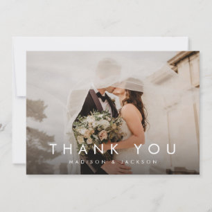 Cartão De Agradecimento Foto de casamento moderno e elegante