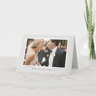 Cartão De Agradecimento Foto de Casamento Moderno e Elegante Obrigado!
