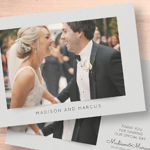 Cartão De Agradecimento Foto de casamento moderno e elegante Obrigado
