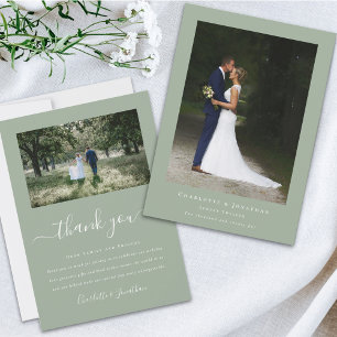 Cartão De Agradecimento Foto de casamento moderno simples
