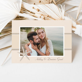 Cartão De Agradecimento Foto de casamento na praia da Estrela Neutra