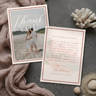 Cartão De Agradecimento Foto de Casamento na Praia da Ilha do Pôr do Sol T