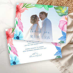 Cartão De Agradecimento Foto de casamento na praia tropical
