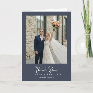 Cartão De Agradecimento Foto de casamento naval alegre
